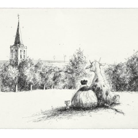 "Auf der Wiese" - Kunstdruck