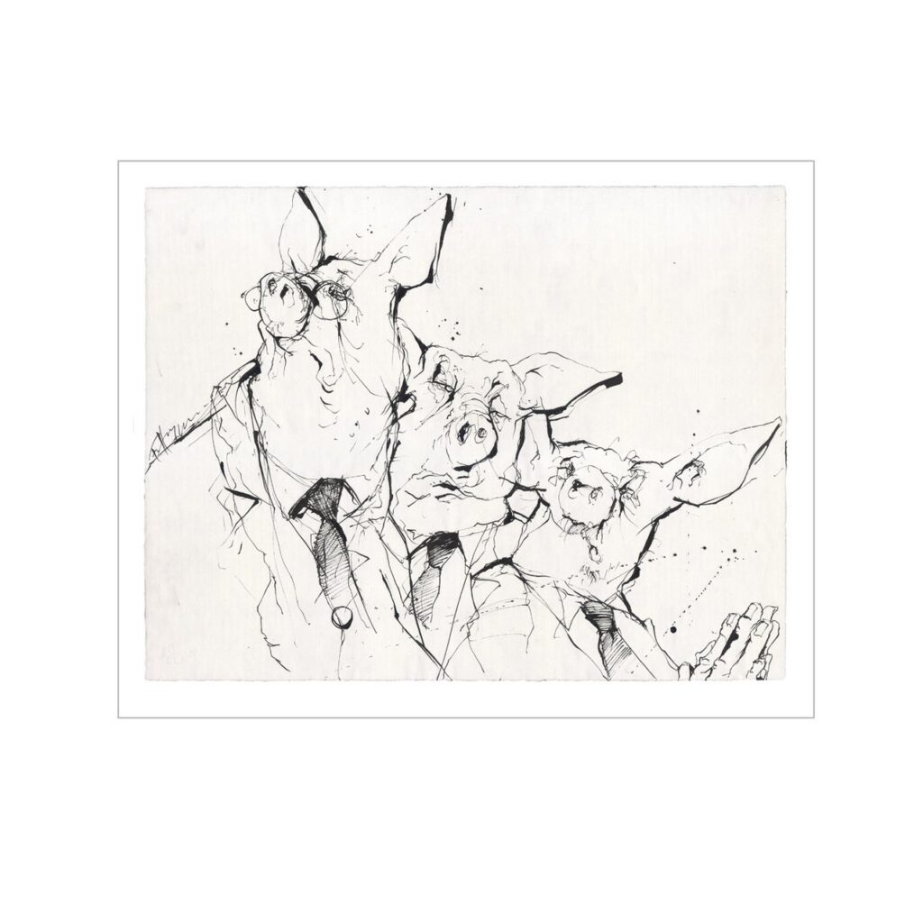 DREI LACHENDE SCHWEINE - Art Print