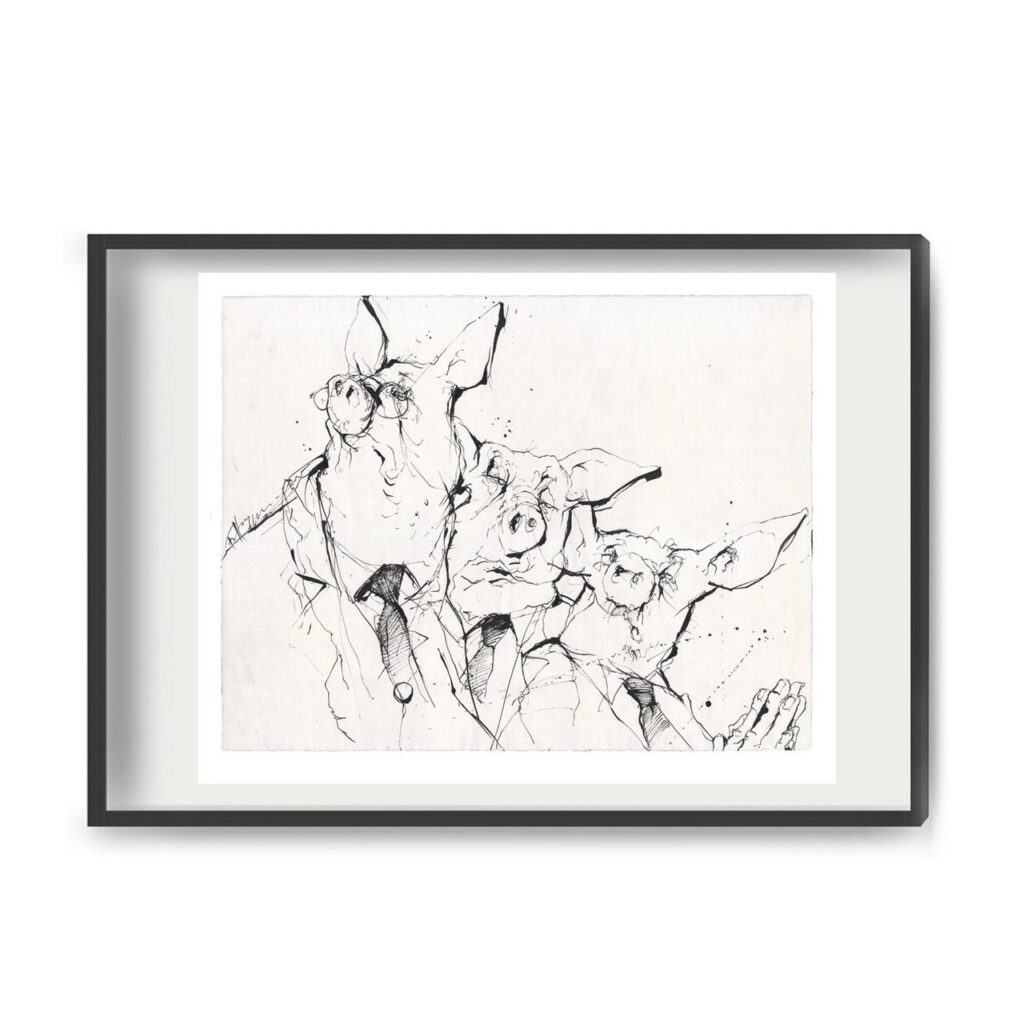 DREI LACHENDE SCHWEINE - Art Print
