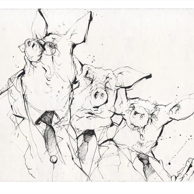 DREI LACHENDE SCHWEINE - Art Print